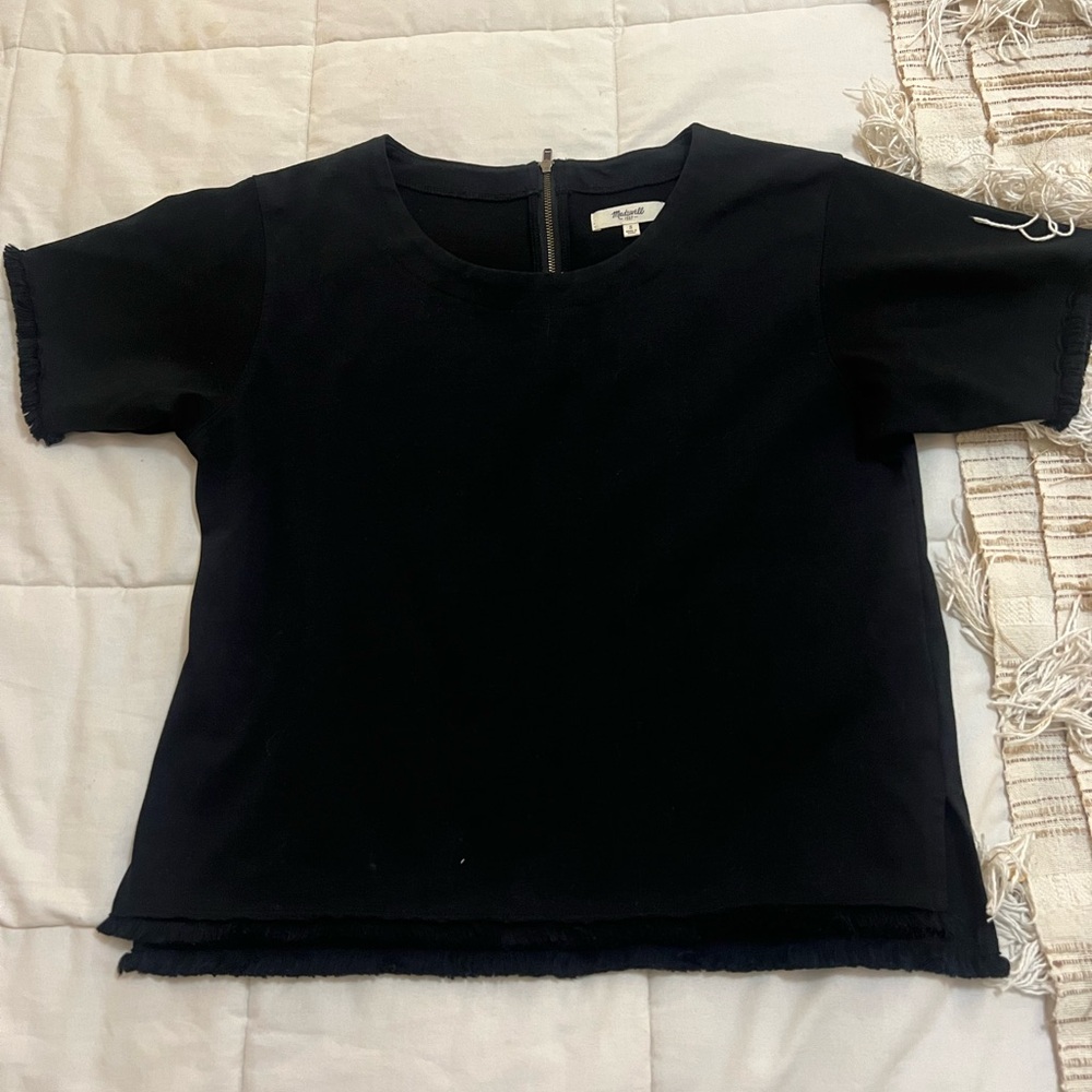 Madewell Black Frayed Top